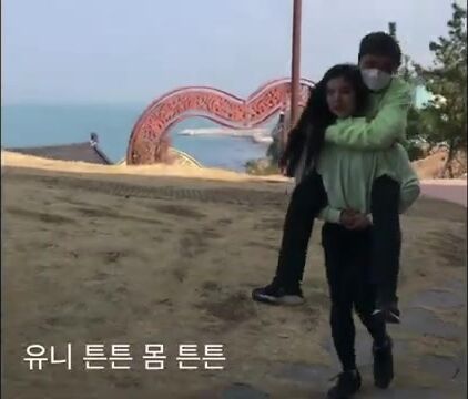 Korean girl carrying her 170 pound dad