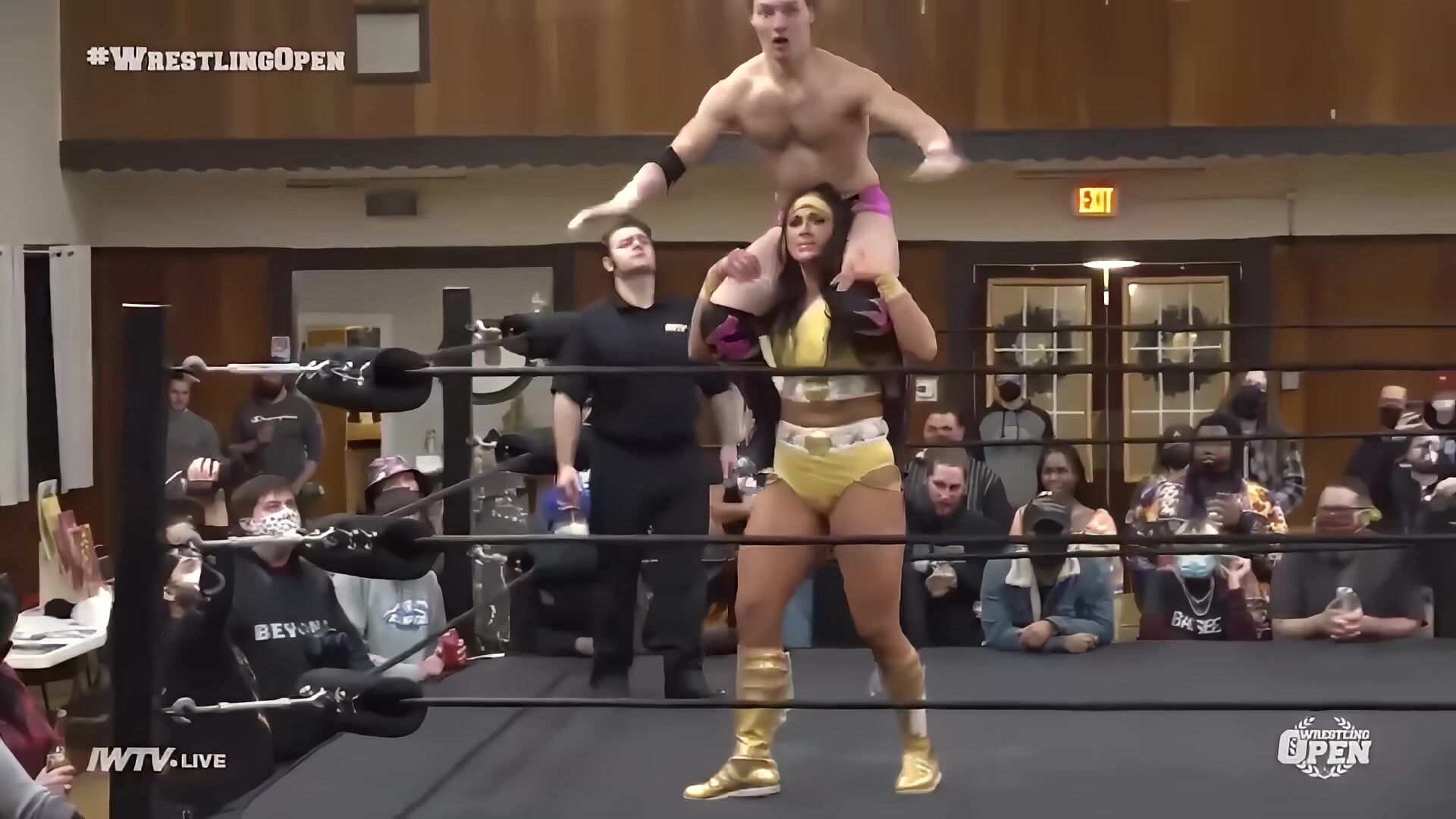 Megan Bayne Manhandles Guy in Ring