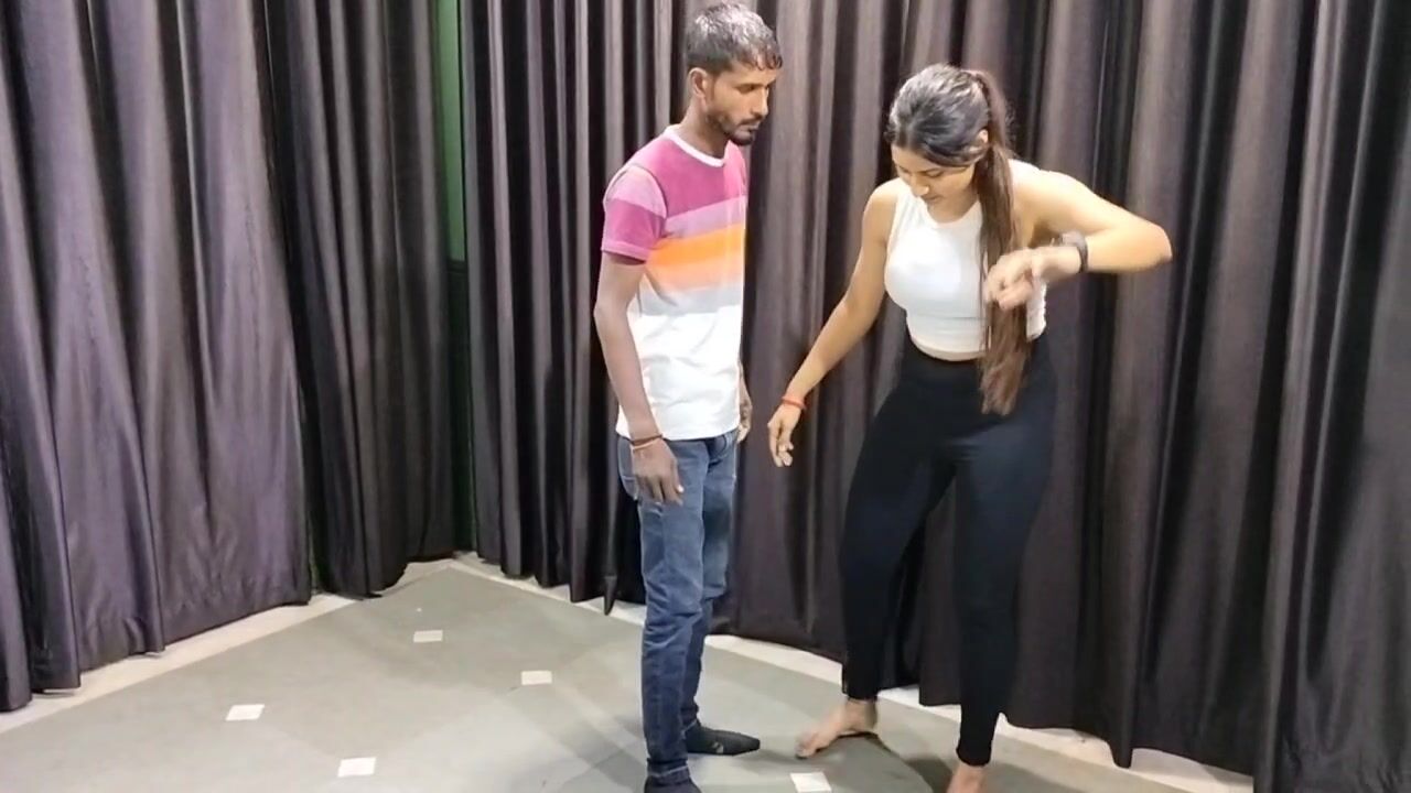 Indian beautiful strong lady lifting skinny man