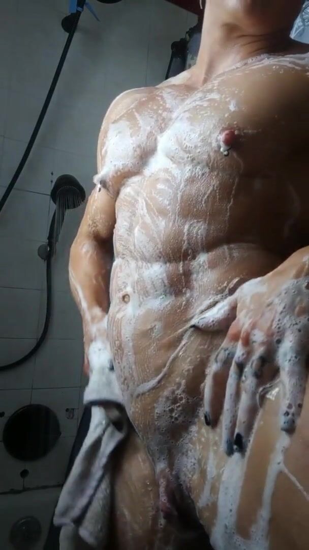 wet soapy pecs n abs