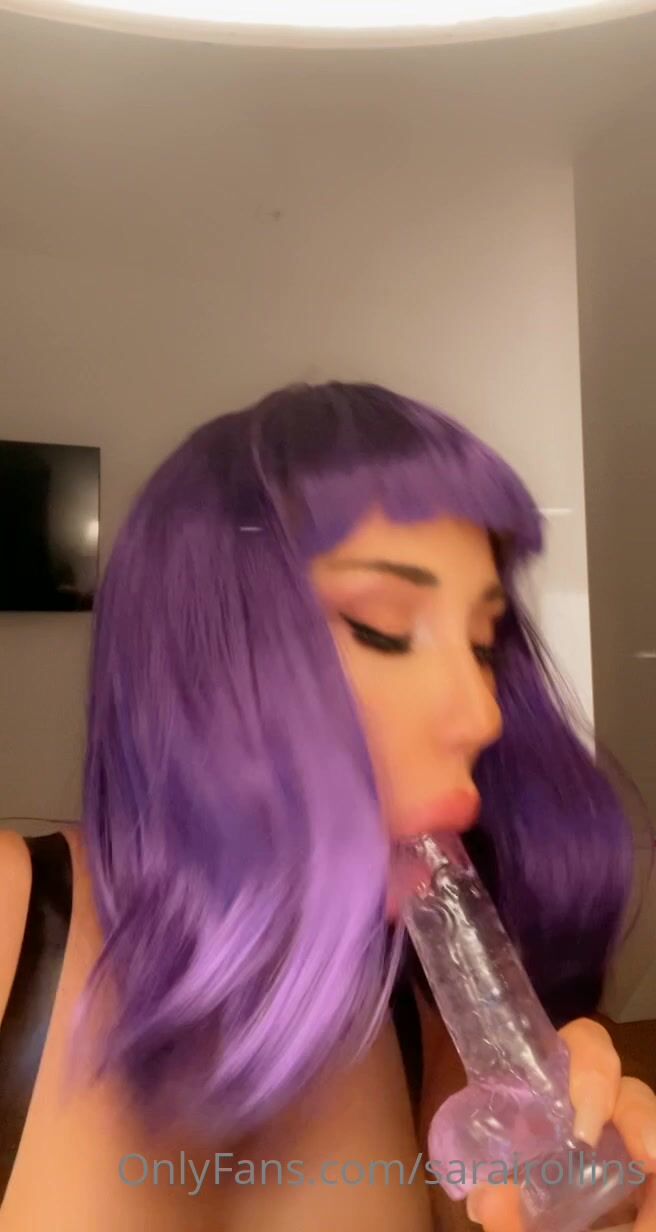 Sarai Rollins purple wig dildo bj