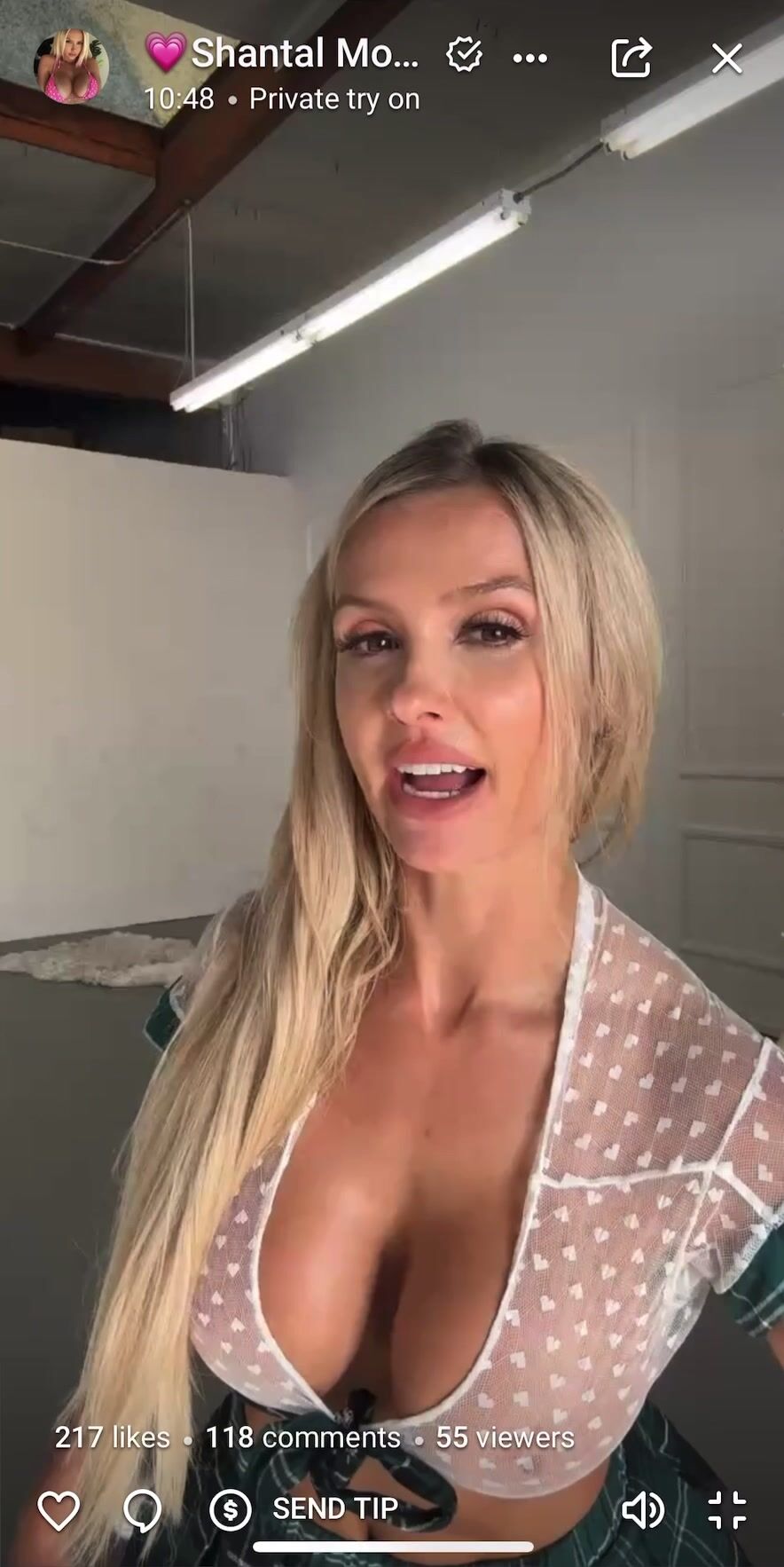 Shantal Monique OF live see-thru & topless in skirt