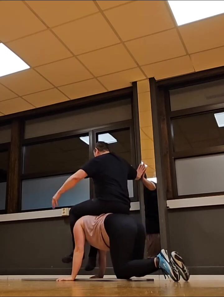 Tall woman lift carry