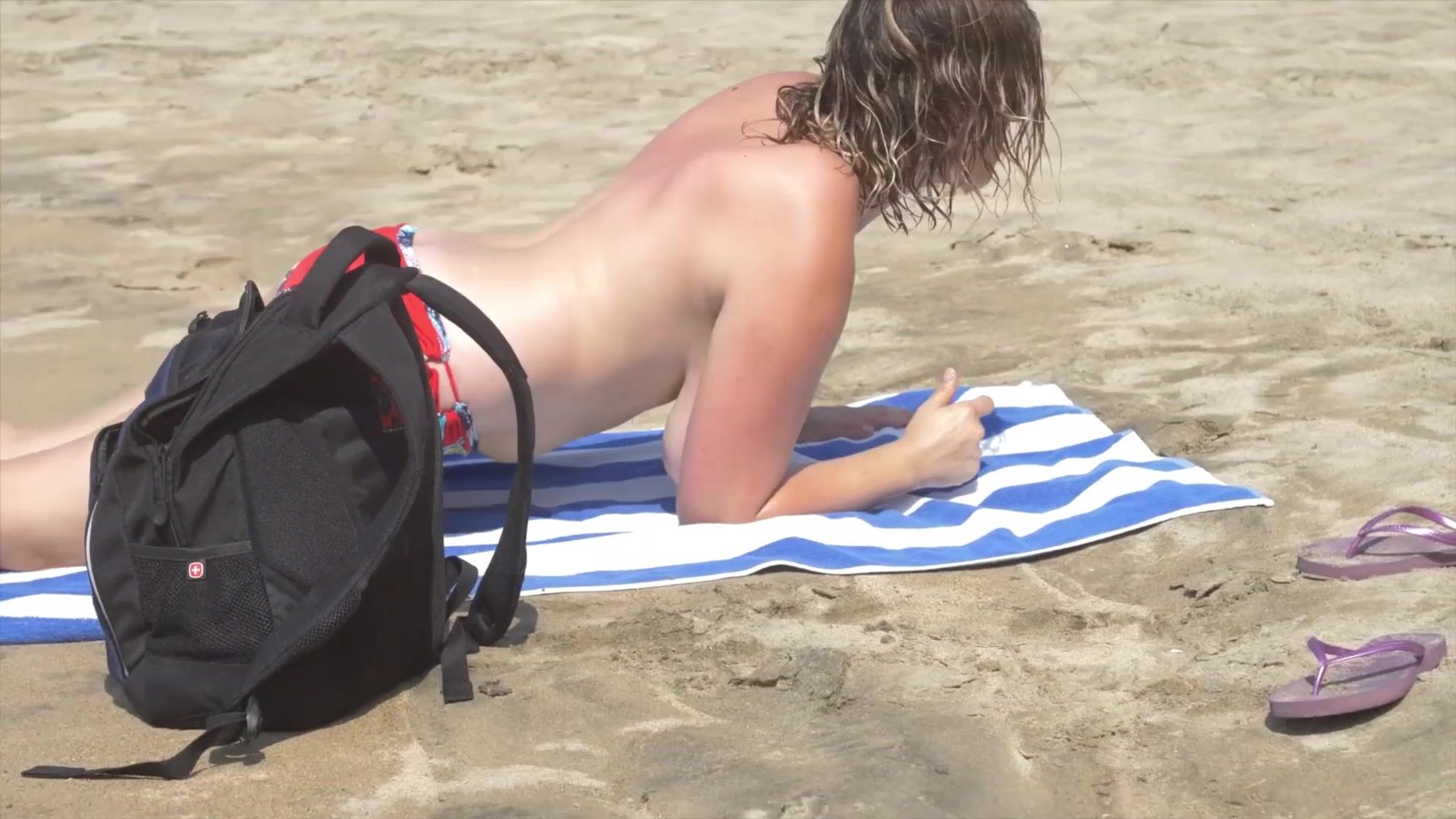 Macarena Topless on public beach