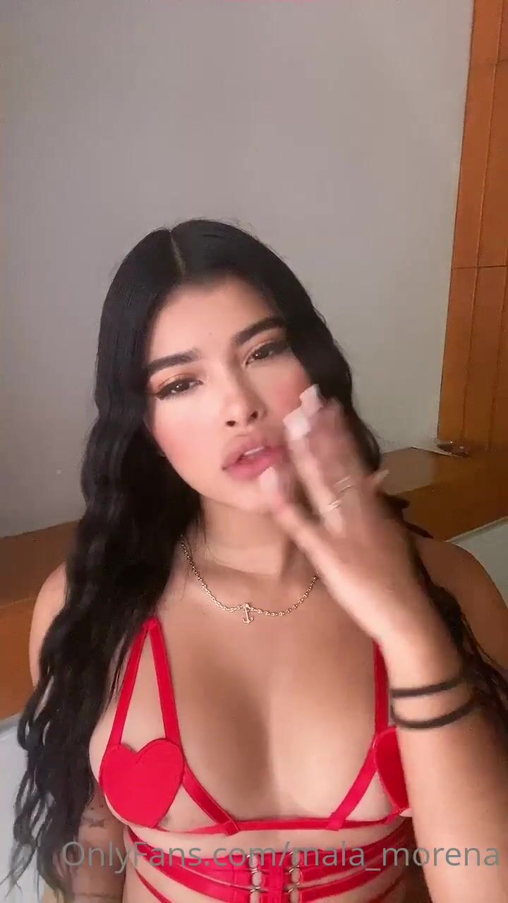 Mala morena masturbating pussy using only fingers while wearing newest red  set lingerie xxx onlyfans porn