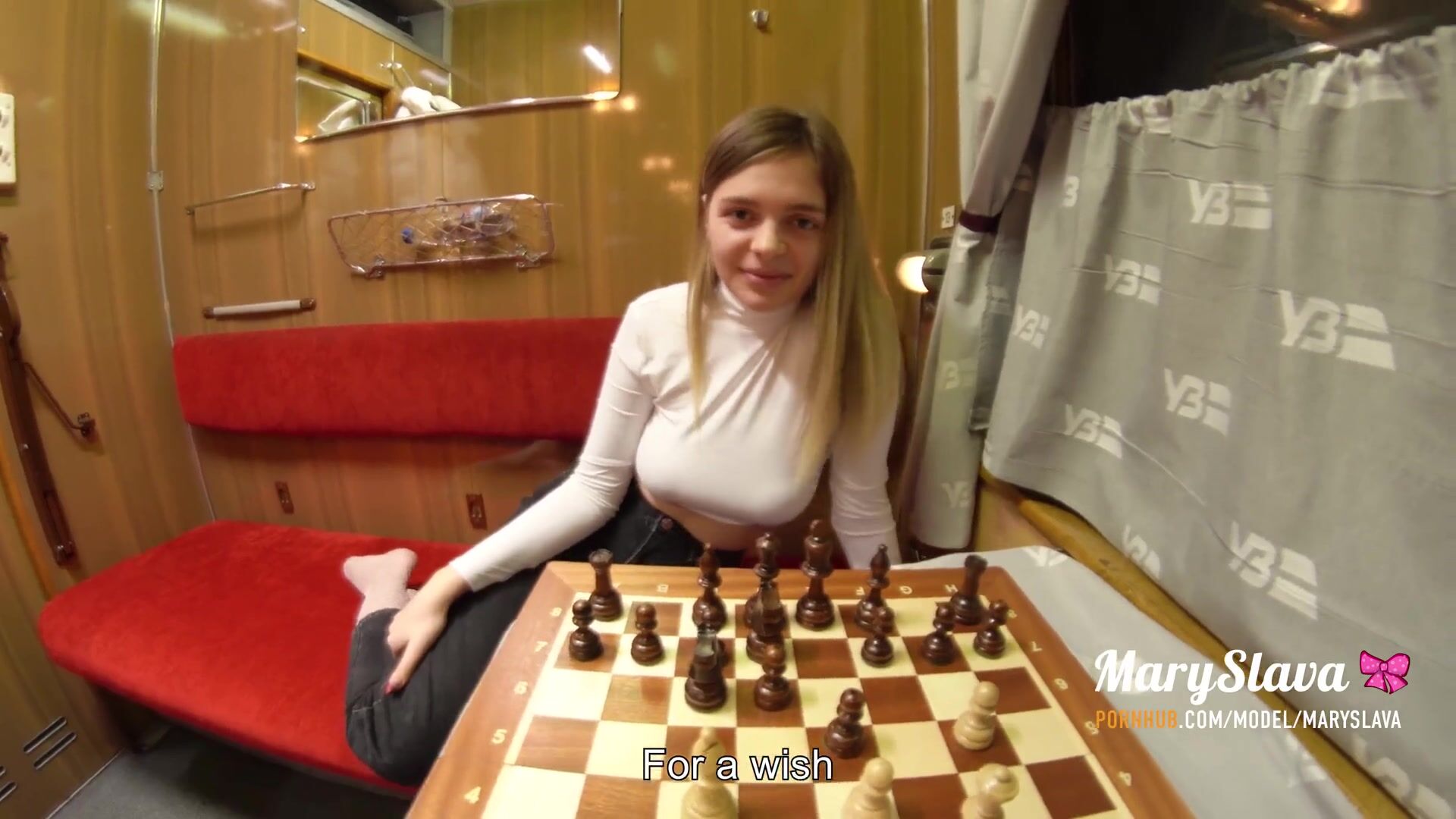 Maryslava sexy stranger girl was fucked in public train, after losing in  chess video