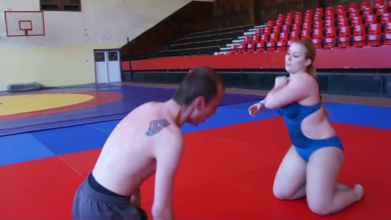 Great BBW Destroy Her Small Man In Mixed Wrestling Match!