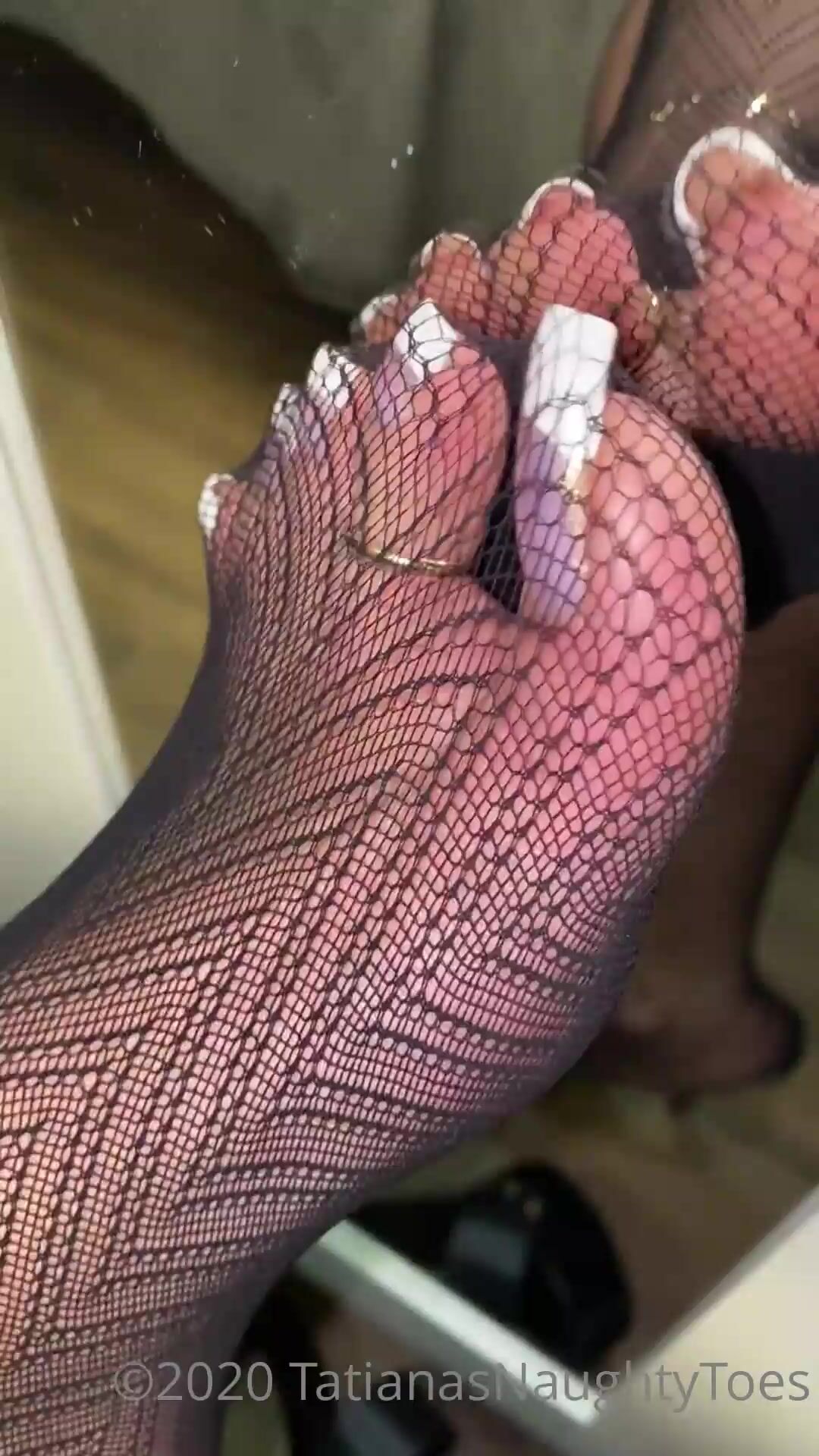 Tatianasnaughtytoes new 2020 12 11 french pedicure black nylon onlyfans  leaked video