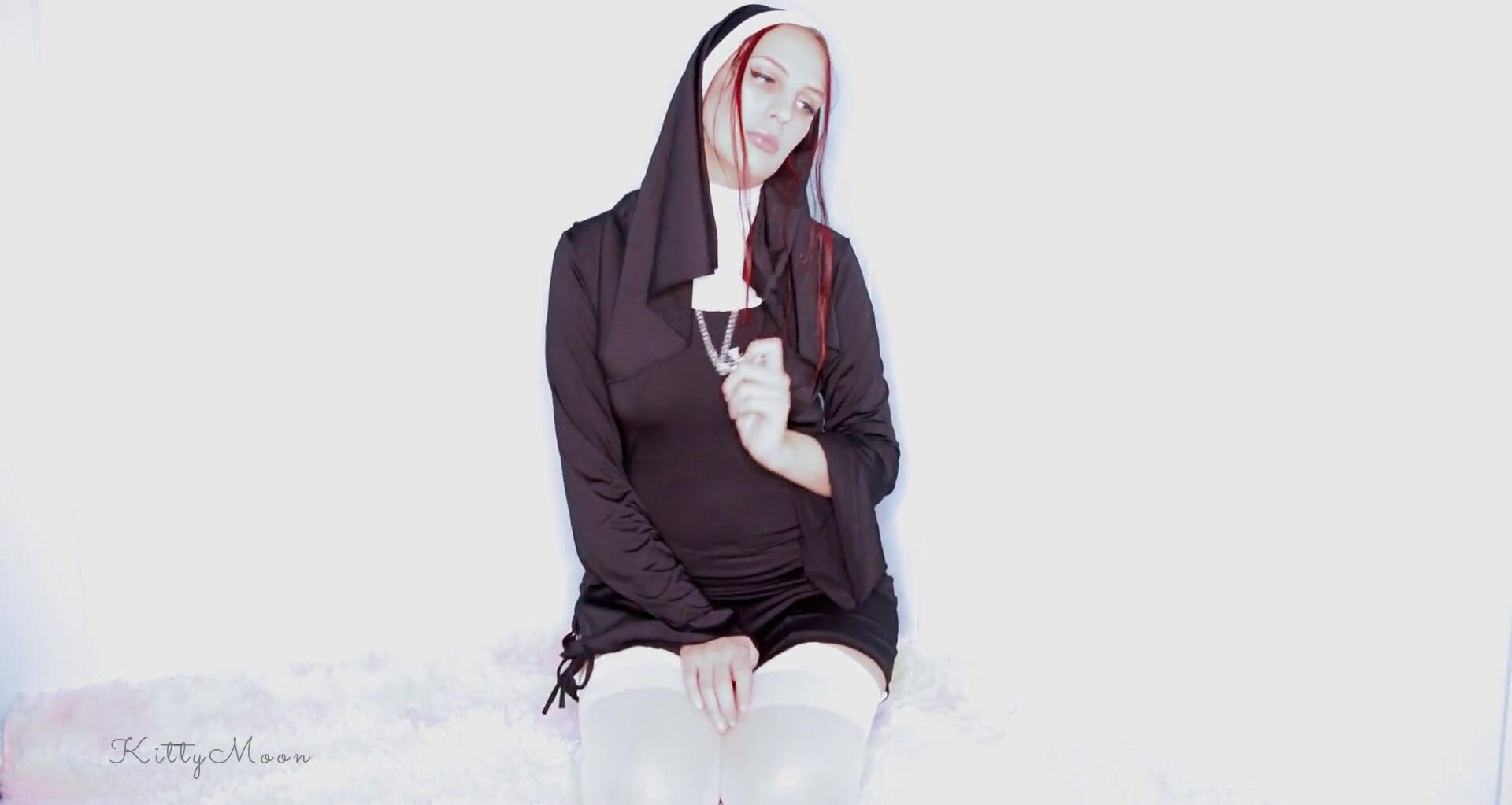 Kitty moon sexy nun fucks herself with glass dildo xxx video